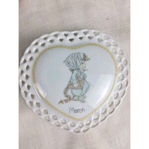 Vintage Precious Moments Porcelain‎ MARCH Trinket Box Birth Month 80s Birthday